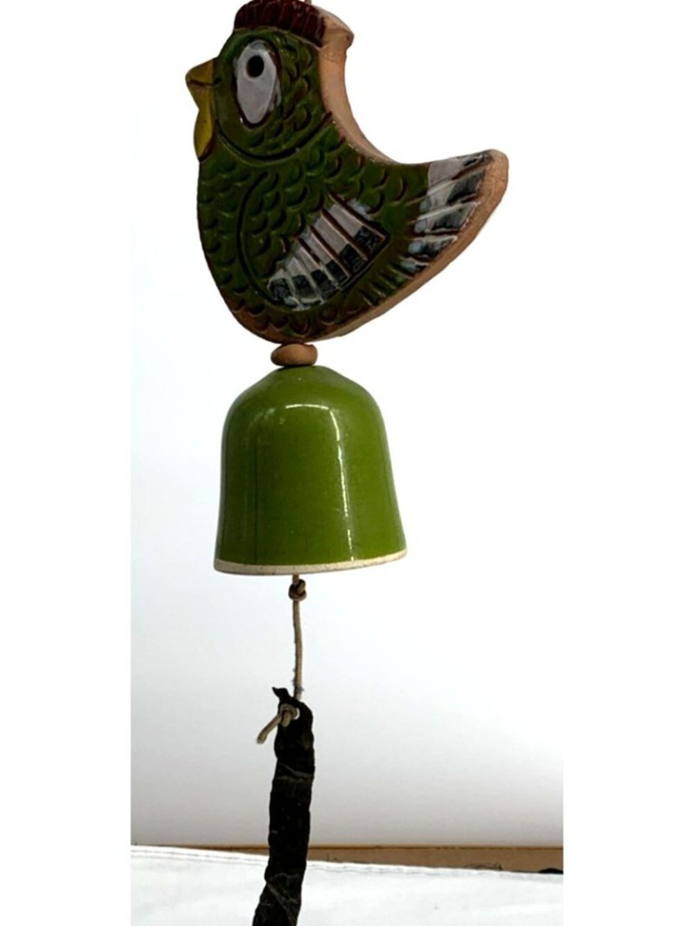 Pacific Stoneware Wind Chime Rooster Chicken Pottery Folk Art MCM USA 22"